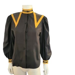 Vintage Francesca of Damon For Starington Shirt 4 Black with Snake Skin